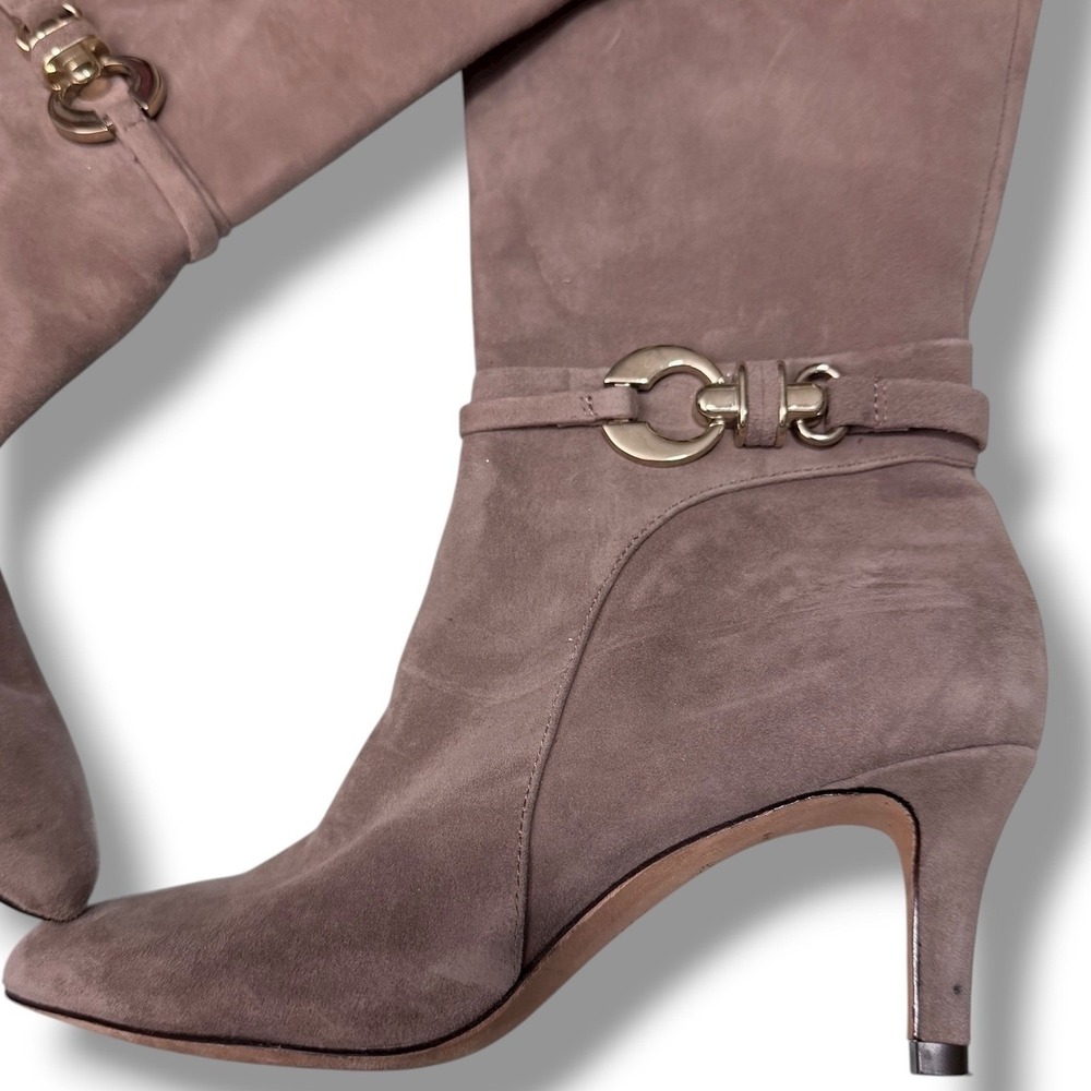 Antonio Melani Taupe Suede Knee High Boots with Gold Buckle Accent Size 6M - Picture 15 of 16